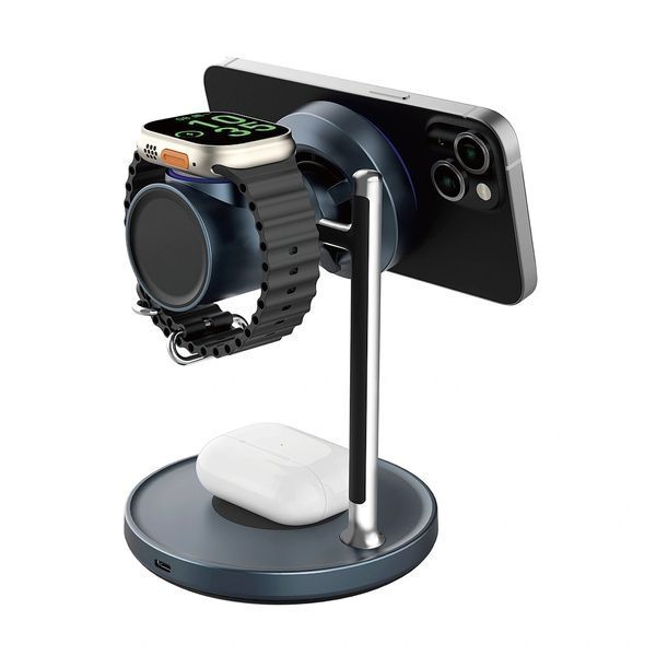 WiWU БЗУ Wi-W041 QI2.2 Space Station Air-cooled 3 in 1 Black 010120-01 фото