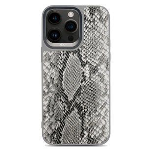 Kajsa Glamorous Collection Snake Pattern 2 back case for iPhone 15 Pro Max Light Gray 009482-02 фото