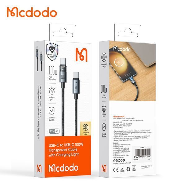 Кабель MCDODO CA-5580/5582/5585/5586 C to C 100W 1.2m Orange 010683-03 фото
