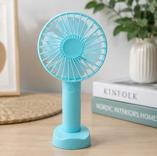 Вентилятор портативний Mini Fan SS-2 Blue на акумуляторі з підставкою для телефону 11302 фото