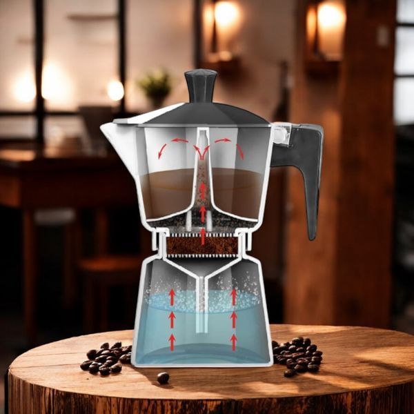 Кофеварка гейзерная Espresso Moka Maestro MR-1666-3 Silver 150мл на 3 чашек алюминиевая MR_1666-3Silver фото