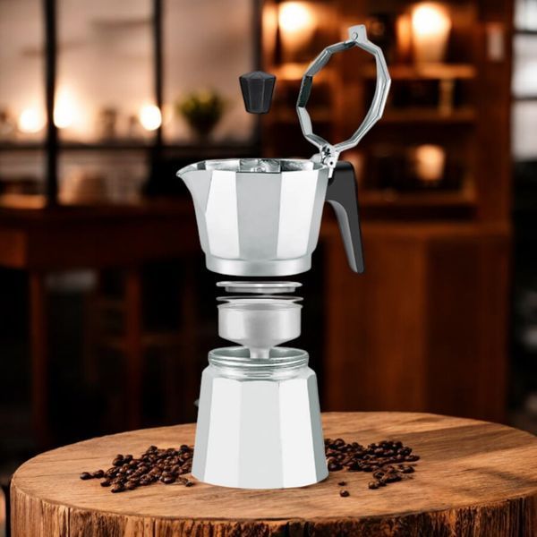 Кофеварка гейзерная Espresso Moka Maestro MR-1666-3 Silver 150мл на 3 чашек алюминиевая MR_1666-3Silver фото