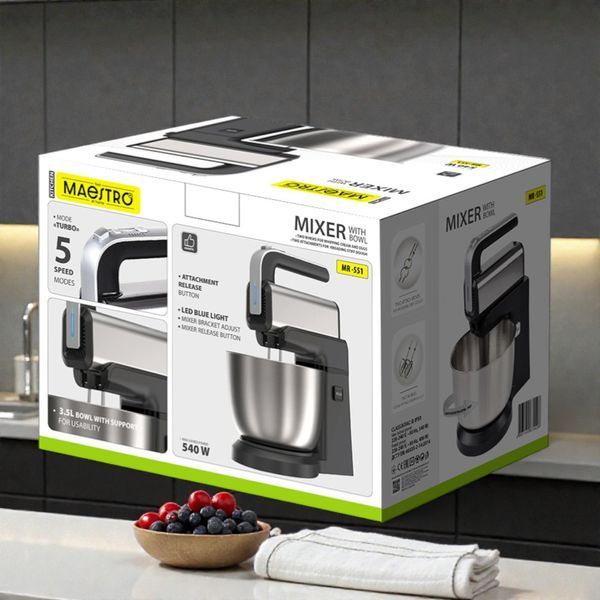 Міксер з чашею Maestro MR-551 Silver 3,5 л з турборежимом 12667 фото