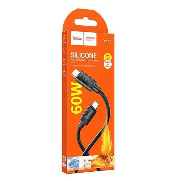 Кабель Hoco X122 Benefit 60W silicone C to C Black 009940-01 фото