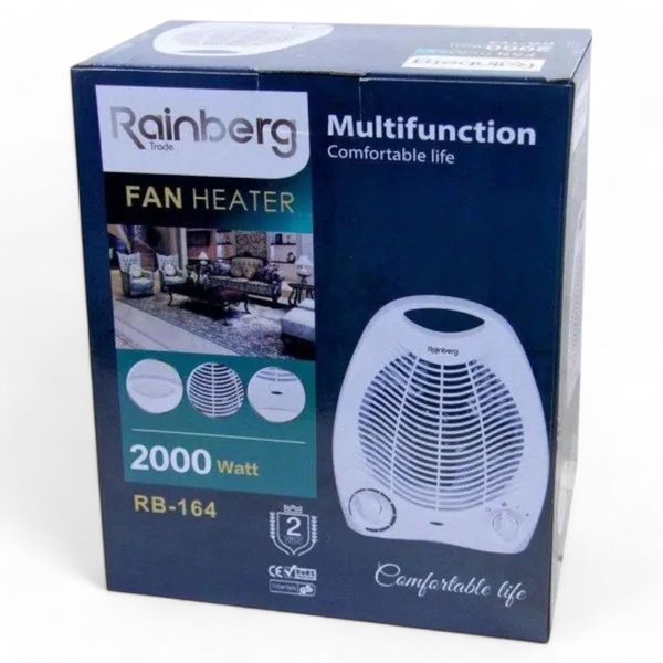 Обогреватель Rainberg RB-164 white (тепловой вентилятор) 2 кВт настольный / напольный 10119 фото