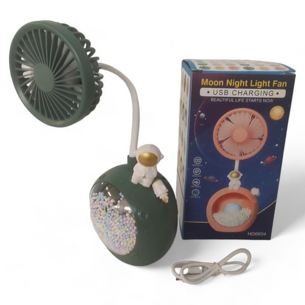 Портативный вентилятор-ночник Mini Fan HD-6604 Green USB 1000 mAh 09036Green фото