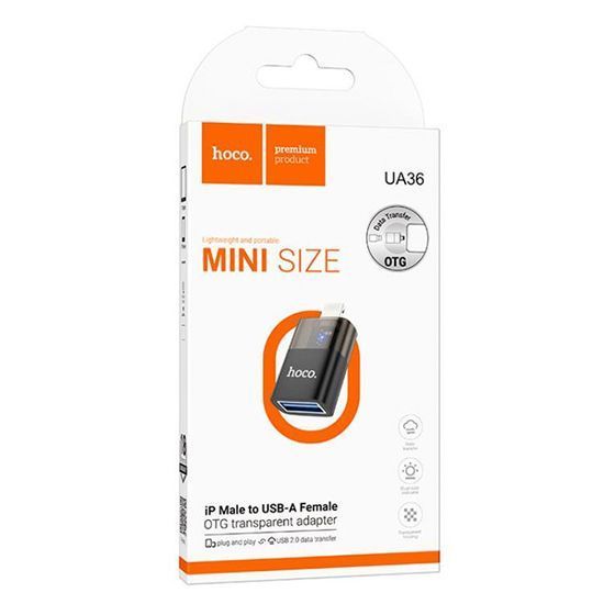 Переходник Hoco UA36 iP male to USB female OTG Black 15100499-13 фото
