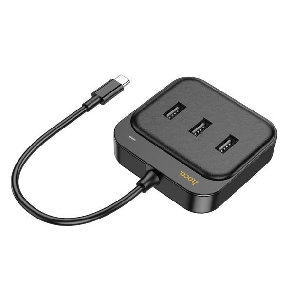 Сетевой адаптер Hoco HB35 Easy link 4-in-1 Gigabit Ethernet Adapter(Type-C to USB3.0*3+RJ45)(L=0.2M) Black 110467-1 фото