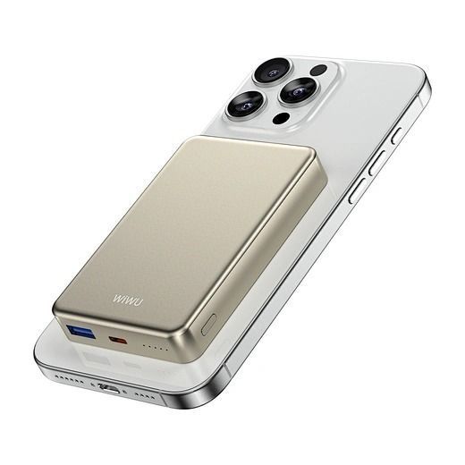 WIWU P15-1 Ultra Thin Magnetic Power Bank 10000mAh Titanium gold 010145-01 фото