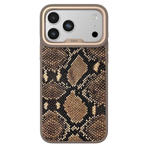 Kajsa Glamorous Collection Genuine Leather Snake Pattern Case iPhone 17 Pro Max Desert Gold 1104560-15 фото