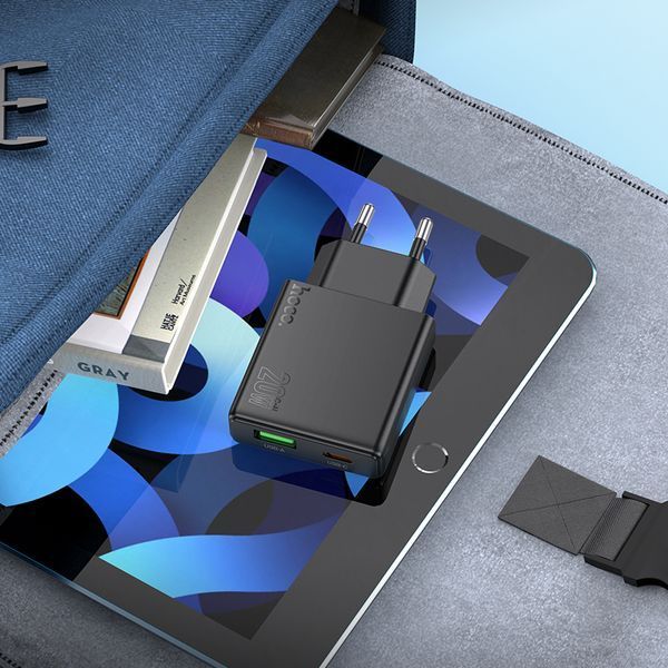 СЗУ Hoco N38 Delgado dual port PD20W+QC3.0 charger Black 111163-1 фото