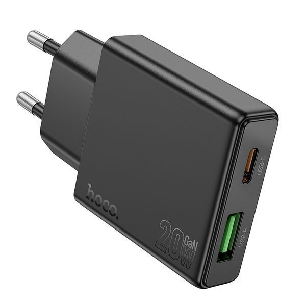 СЗУ Hoco N38 Delgado dual port PD20W+QC3.0 charger Black 111163-1 фото