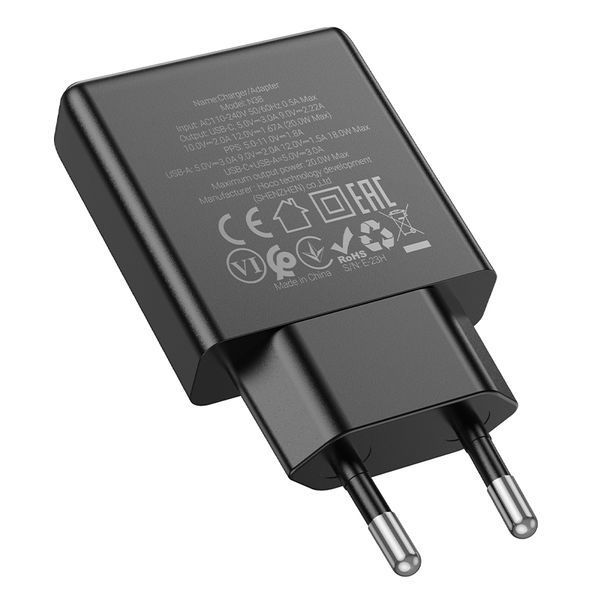 СЗУ Hoco N38 Delgado dual port PD20W+QC3.0 charger Black 111163-1 фото