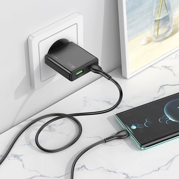 СЗУ Hoco N38 Delgado dual port PD20W+QC3.0 charger Black 111163-1 фото