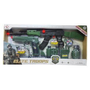Игровой набор Yue Qiang Elite Troops с автоматом с трещоткой 9 элементов звуковые эффекты T_016 B фото