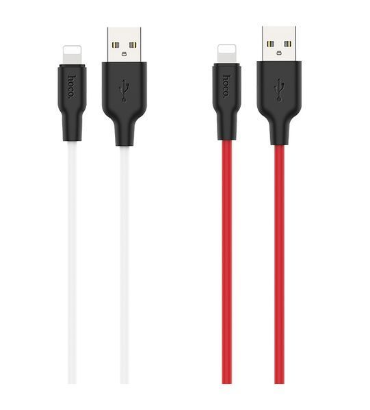 Кабель Hoco X21 Plus Silicone PD 20W Lightning (1m) Black-Red 109468-2 фото