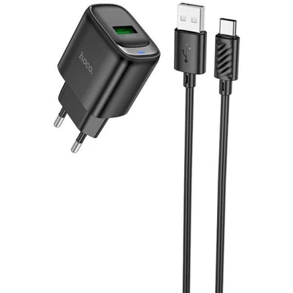 СЗУ Hoco C140A Smart QC3.0 charger set(Type-C)(EU) Black 009846-01 фото