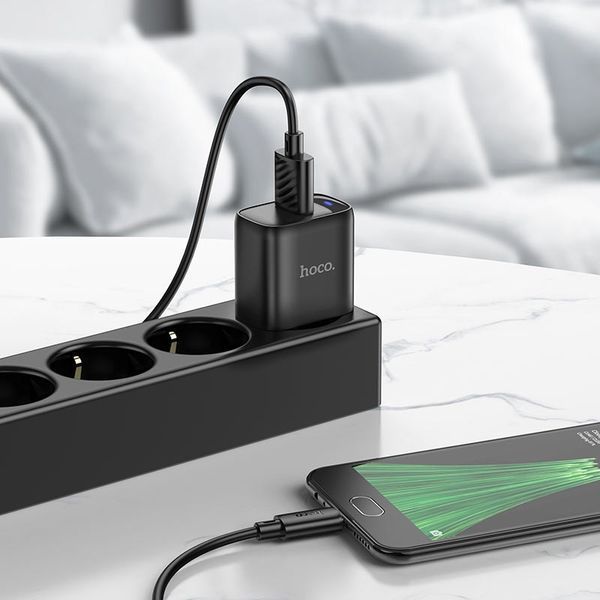 СЗУ Hoco C140A Smart QC3.0 charger set(Type-C)(EU) Black 009846-01 фото