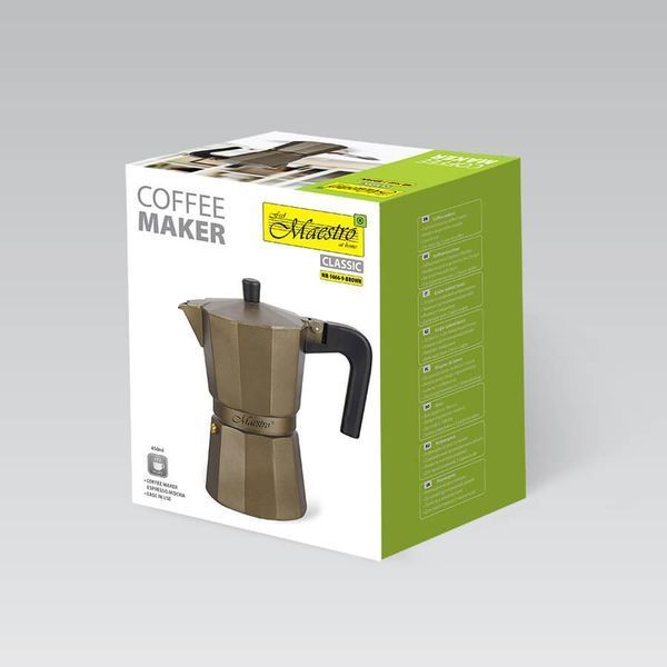 Кавоварка гейзерна Espresso Moka Maestro MR-1666-9 Brown 450 мл на 9 чашок алюмінієва MR_1666-9Brown фото