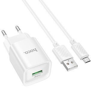 СЗУ Hoco C145A Charm QC3.0 charger set(Micro)(EU) White 009848-01 фото