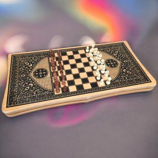 Игровой набор 3 в 1 Golden Tale B6535 нарды шахматы, шашки (размер поля 62х62 см) Уценка BG_B6535 Sale фото
