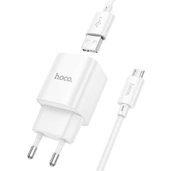 СЗУ Hoco C145A Charm QC3.0 charger set(Micro)(EU) White 009848-01 фото