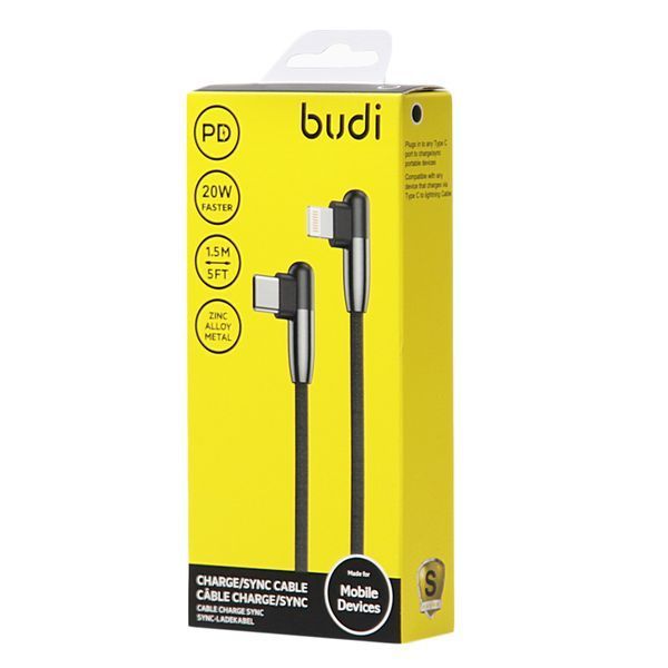 DC199TL Budi Type - C to lightning cable 1,5m 20W Black 109987-6 фото