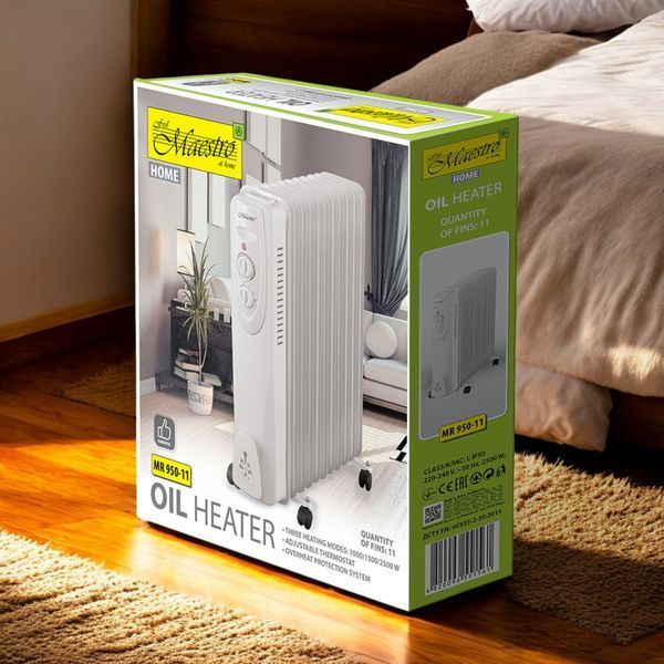 Масляний обігрівач Maestro MR-950-11 White 11 секцій 2500Вт 9953 фото