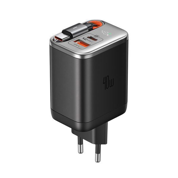 СЗУ MCDODO CH-4281 GaN Charger 65cm retractable USB-C Cable 40W 1C1A Black 010696-01 фото