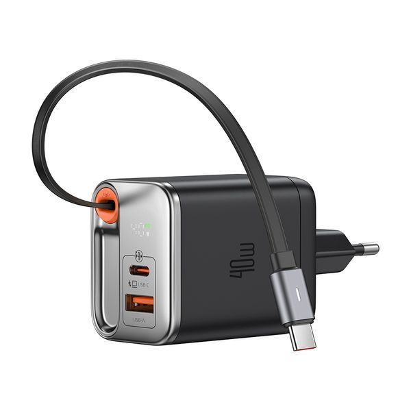 СЗУ MCDODO CH-4281 GaN Charger 65cm retractable USB-C Cable 40W 1C1A Black 010696-01 фото