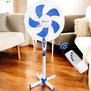 Підлоговий вентилятор Domotec MS-1621 White/Blue потужністю 40 Вт 3 швидкості з пультом 10754 фото