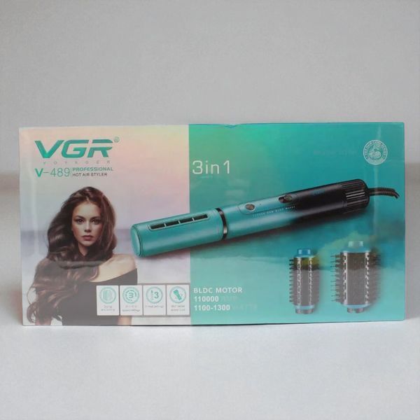 Фен-стайлер для волосся 3в1 VGR V-489 Green Professional 1300 Вт випрямлення та завивки волосся H_V-489Green фото