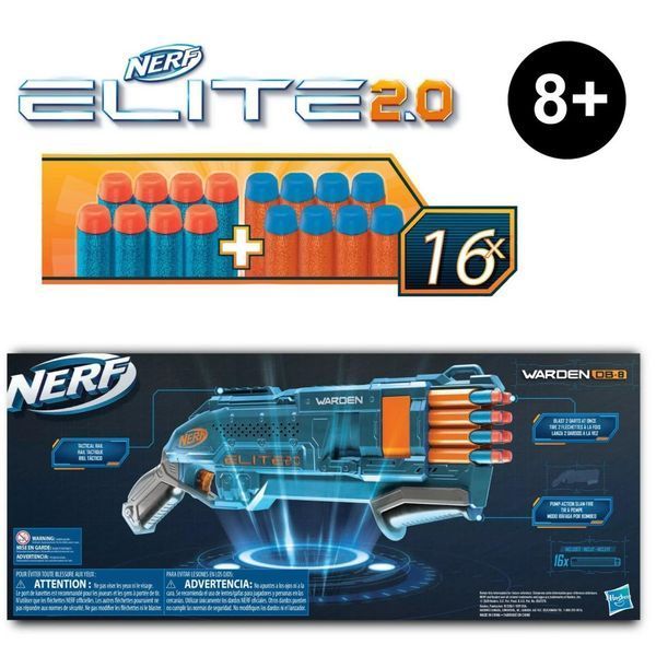 Бластер Nerf Elite 2.0 Warden DB-8 Наблюдатель с 16 пулями помповый дальность 26 м DB-8 фото